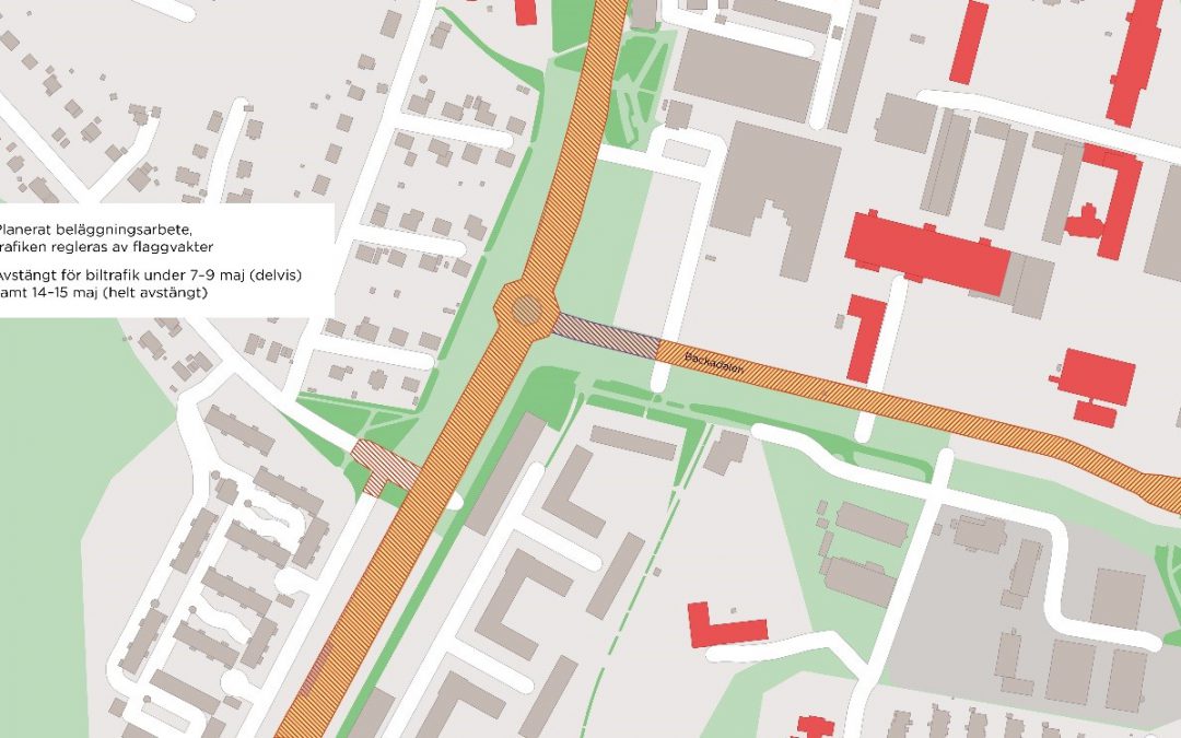 Beläggningsarbete på vägarna under maj månad