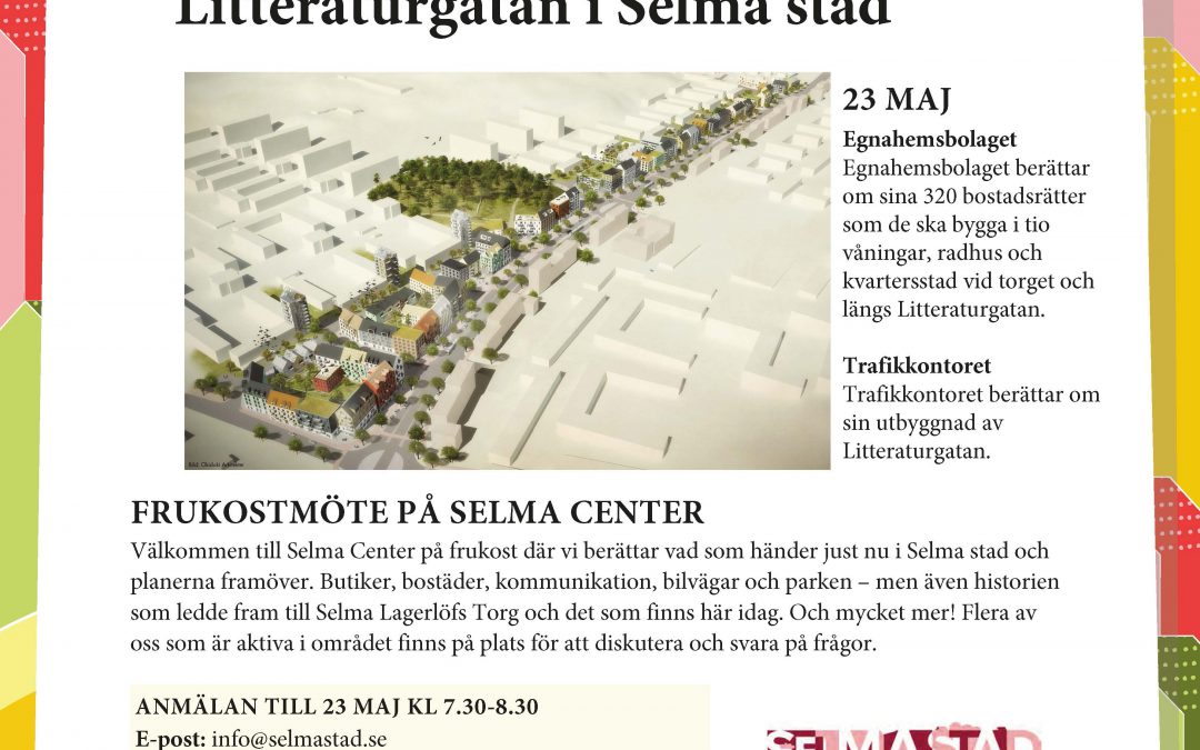 Bostadsrätter vid torget och längs Litteraturgatan i Selma stad